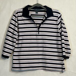 💥🍒Island‎ Traders VTG 3/4 Sleeve Striped Polo💥🍒